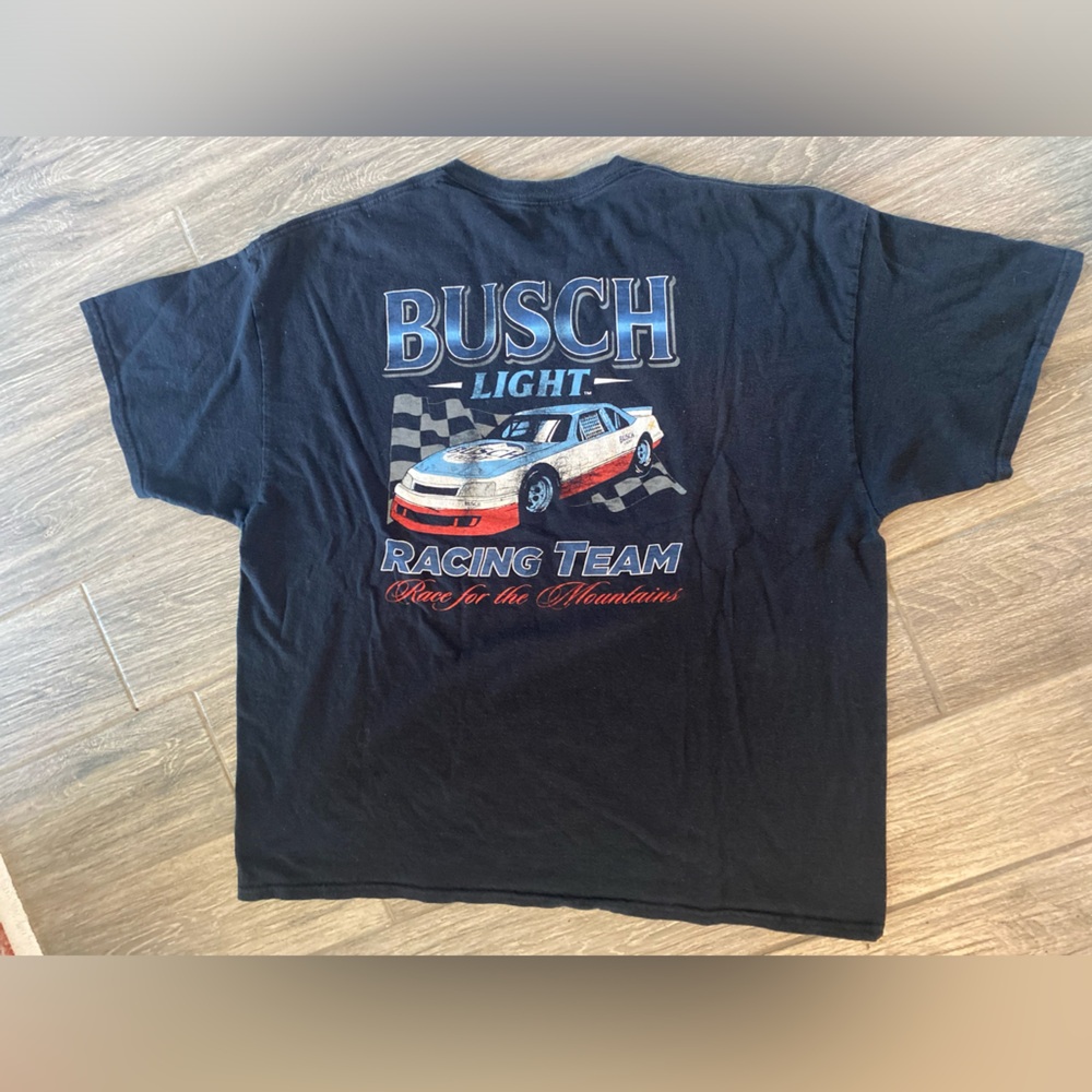 Busch Light Racing Team Beer Graphic T-shirt Men XXL Black Short Sleeve